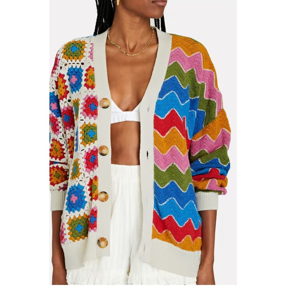 Farm Rio Mixed Crochet Cardigan Sweater - Picture 2 of 7